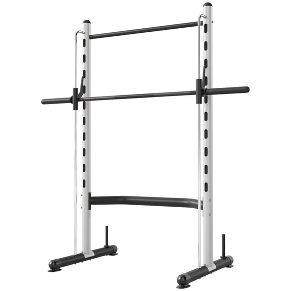 Adjustable Squat Rack with Pull Up Bar Bench Press Barbell Weight Lifting Half Rack White