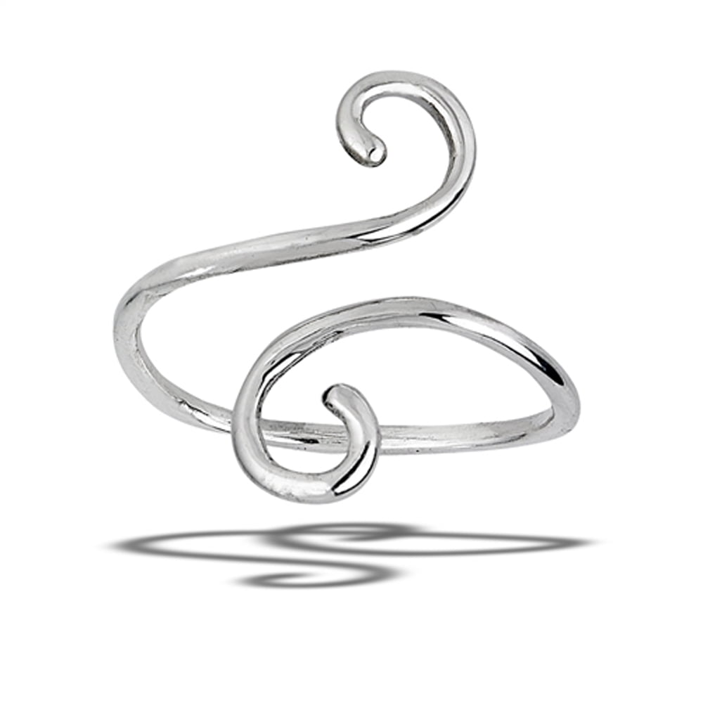Adjustable Squiggle Filigree Coil Wrap Ring .925 Sterling Silver Band ...