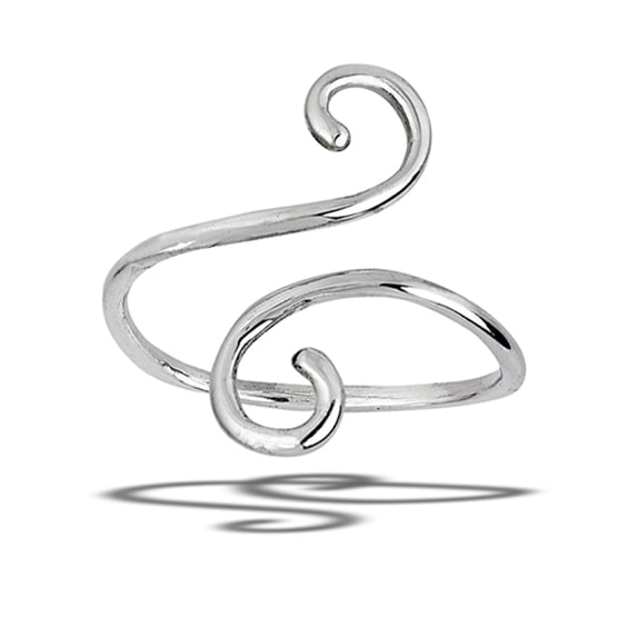 Adjustable Squiggle Filigree Coil Wrap Ring .925 Sterling Silver Band Jewelry Female Male Size 9