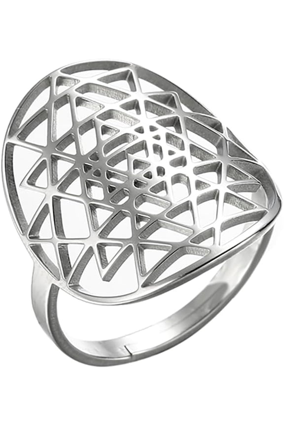Adjustable Sri Yantra Chakra Ring Sri Yantra Amulet Talisman Pendant Sacred Geometry Ring Hinduism Symbol Sacred Hindu Ring Meditation Jewelry for Women Men