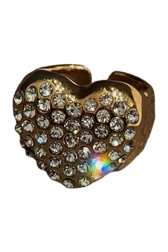 Adjustable Stackable Enamel Ring Lovely Heart Shape Brilliant Rings Fashion Accessory Suitable for Daily Wear