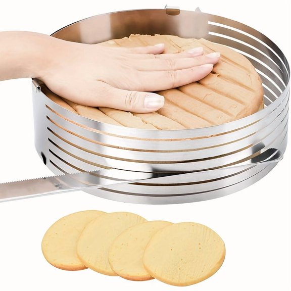 Adjustable Stainless Steel Cake Leveler with 7 Height Settings, Even Slice Cutting Tool for Professional & DIY Home Baking Cakes Desserts