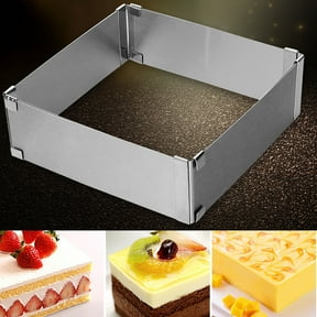 Adjustable Stainless Steel Cake Ring - Square Mousse Baking Mold for Cheesecake Tart & Pastry, Silver
