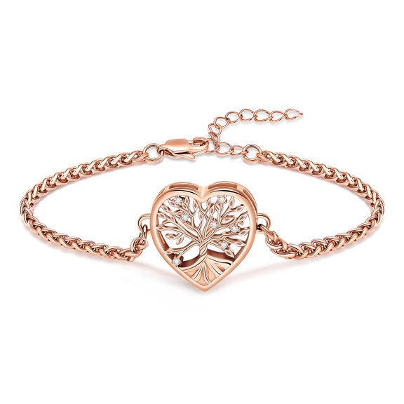 Adjustable Stainless Steel Chain Link Women's Bracelet Cremation Jewellery Urn Bracelet for Ashes Tree of Life in Heat Urn Locket Funeral Urn Bracelet for Ashes Holder