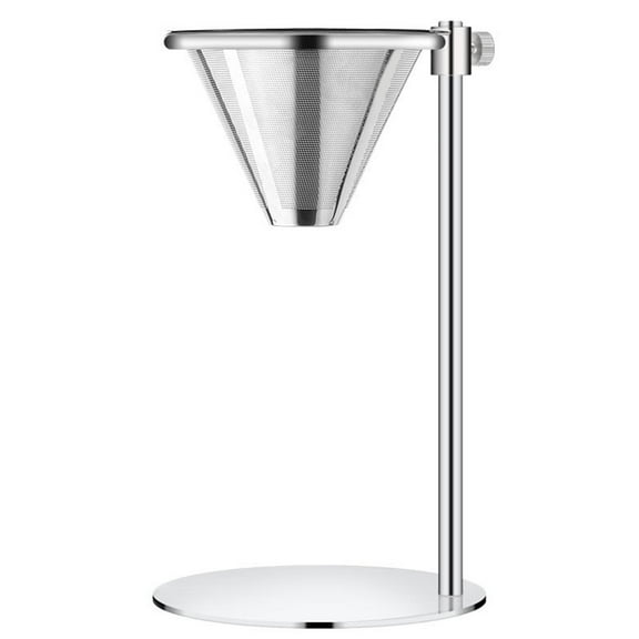 Adjustable Stainless Steel Coffee Maker Station Stand with Double Filter Freestanding Drip Cone Brewer