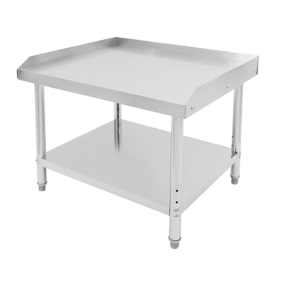 Adjustable Stainless Steel Commercial Work Table with Two-Tier Storage, Heavy Load Capacity, Ideal for Kitchens, Workrooms, and Garages