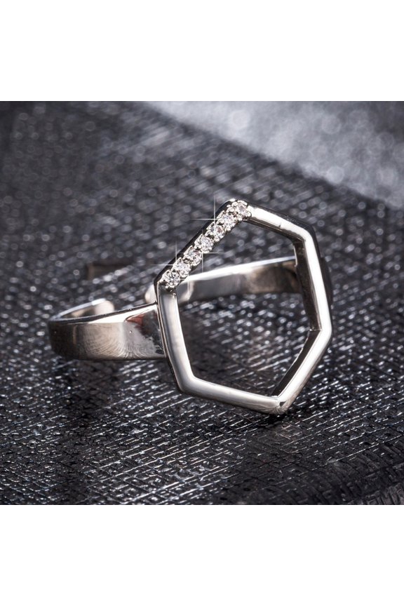 Adjustable Stainless Steel Finger Rings Cuff Rings Open Rings with Cubic Zirconia Stainless Steel Color Clear 15x13mm DIY