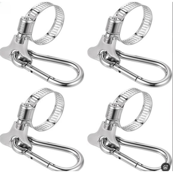 Adjustable Stainless Steel Hose Clamp Flagpole Mounting Bracket With Hand 4Pcs