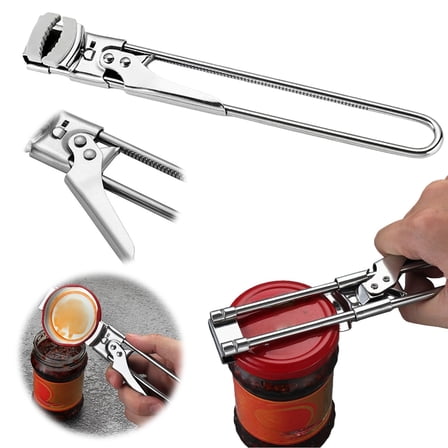 Adjustable Stainless Steel Jar & Can Opener Set, Multi-Purpose Bottle & Lid Opener with Non-Slip Grip Pad, Easy Manual Kitchen Tool for Seniors