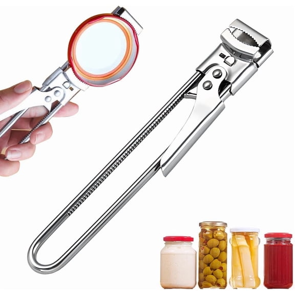 Adjustable Stainless Steel Jar Opener, 2026 New Metal Jar Opener for Canning Lids, Can Bottle Jar Lid Opener for Seniors (1 pieces)