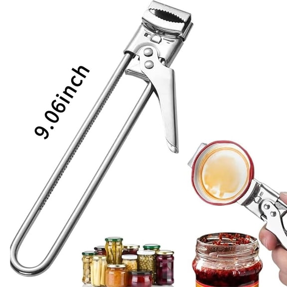 Adjustable Stainless Steel Jar Opener, Can Bottle Lid Cap Opening Off Vintage Portable Metal Multifunctional Tool for Weak Hand Seniors Arthritis, Gripper Kitchen Gadget Easy to Open Tight Lid