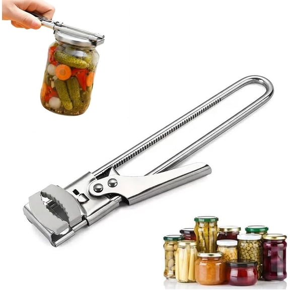 Adjustable Stainless Steel Jar Opener, Easy-Grip Jar & Bottle Lid Opener, Heavy-Duty Universal Steel Opener for Jars, Bottles & Cans, Non-Slip Adjustable Lid Opener