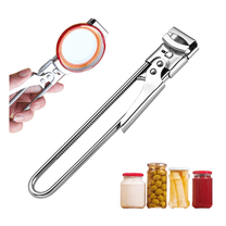 Adjustable Stainless Steel Can Opener, Easy Grip Can Opener for Weak Hands, Multifunctional Bottle & Lid Opener Kitchen Accessories