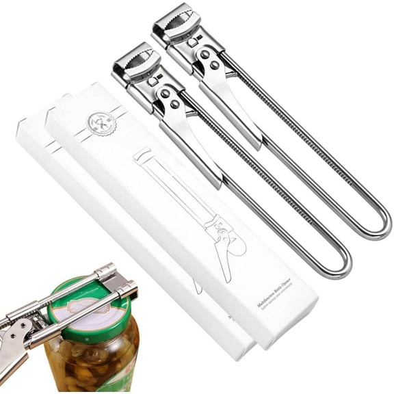 Adjustable Stainless Steel Jar Opener, Gripper Tight Lid Opener, 2026 New Handy Rubber Bottle Jar Opener for Weak Hands, Jar Openers Rated for Seniors, Kitchen Gadgets (2Pcs, 19.5cm/7.68inch)