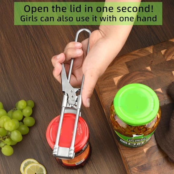 Adjustable Stainless Steel Jar Opener for Seniors, 2 Packs, Manual Can Opener & Bottle Opener Set for Weak Hands, Easy Grip Jar Opener Gripper for Arthritis and Limited Hand Strength