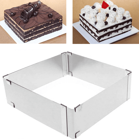 Adjustable Stainless Steel Pastry Baking Tool, Square Shaped Mousse Cake Cutter, Durable And Sturdy, Dishwasher Safe, Oven And Freezer Compatible, Food Grade