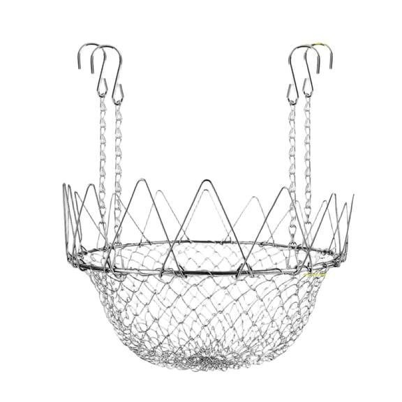 Adjustable Stainless Steel Planter Riser, 15.75 Inch Planter Insert with Chain & Hooks, Indoor Outdoor Pot Lifter for Tall Round Planters