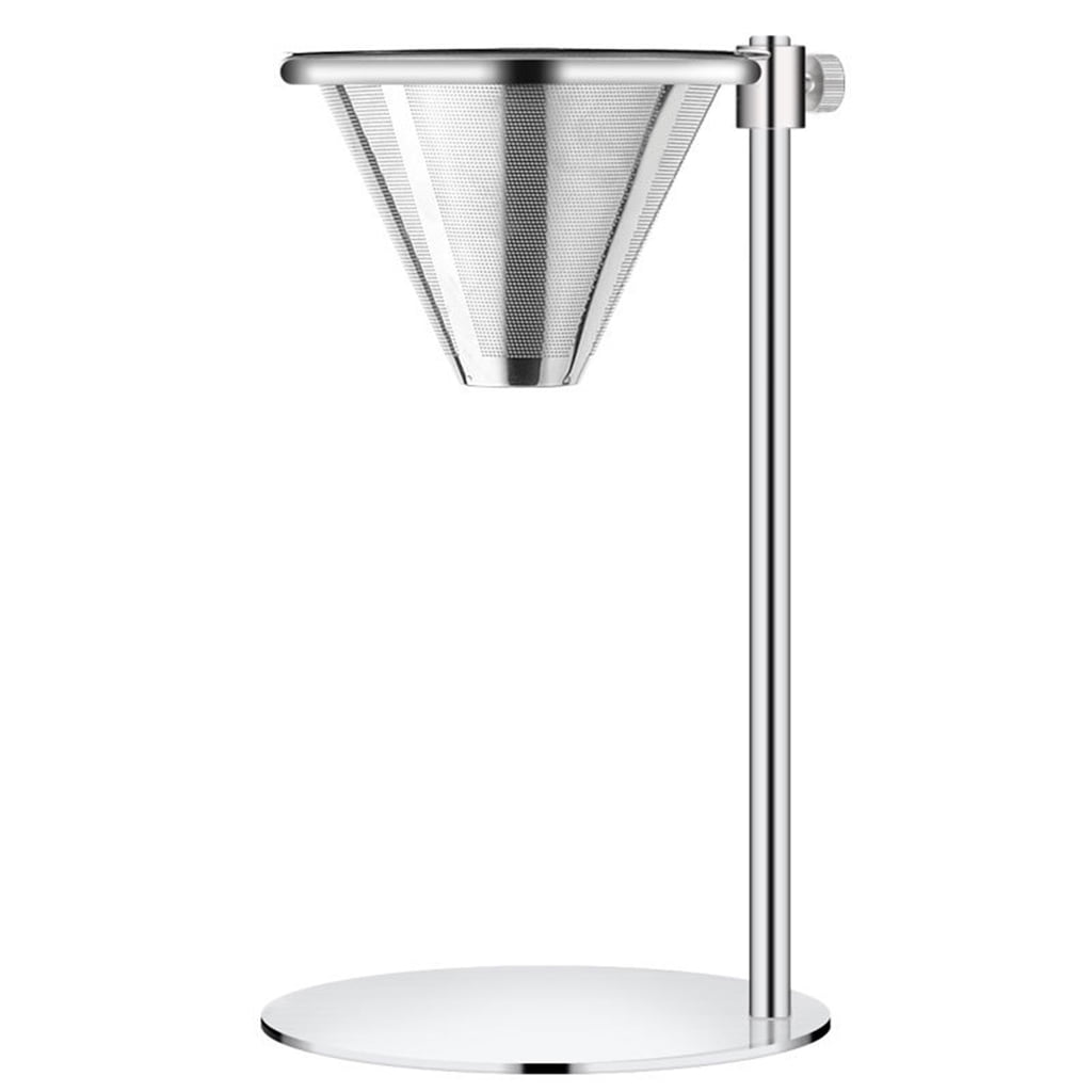Adjustable Stainless Steel Pour Over Coffee Maker Station Stand with Reusable Double Filter Freestanding Drip Cone Brewer Directly into Mug Cup