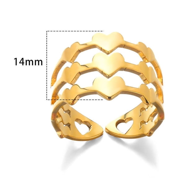 Adjustable Stainless Steel Ring, Simple Geometric Hollow Heart Shape Design, Unisex Ring for Everyday Wear