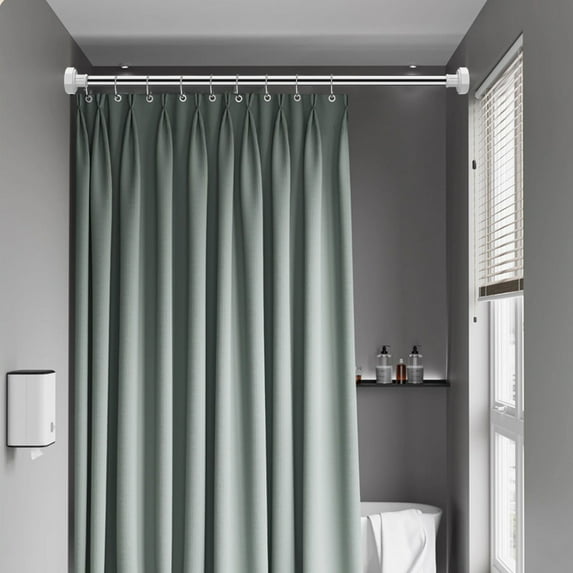 Adjustable Stainless Steel Telescopic Curtain Rod, No-Drill Installation, 50-80cm Extendable Pole for Shower Curtains and Clothes Drying, Space-Saving Design