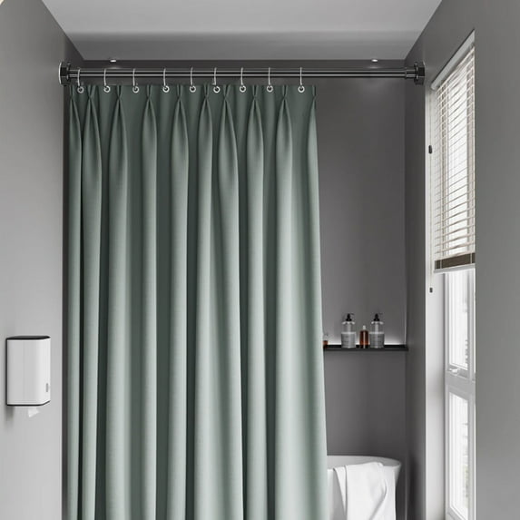 Adjustable Stainless Steel Telescopic Curtain Rod, No-Drill Installation, 50-80cm Extendable Pole for Shower Curtains and Clothes Drying, Space-Saving Design