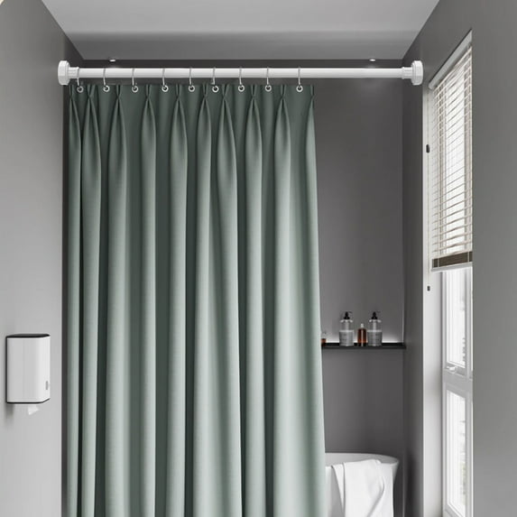 Adjustable Stainless Steel Telescopic Curtain Rod, No-Drill Installation, 50-80cm Extendable Pole for Shower Curtains and Clothes Drying, Space-Saving Design