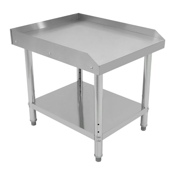 Adjustable Stainless Steel Workbench - Equipment Stand with Lower Shelf, Modern Design for Kitchen, Garage, or Workroom Use