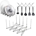 thumbnail image 1 of Adjustable Stainless kitchen pot lid holder and Plate Organizer Rack, 5 Movable Dividers Fit Pans/Lids, Anti-Slip Silicone Base Protects Countertops, 1 of 4