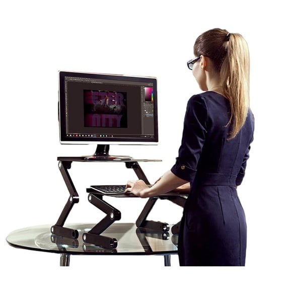 Adjustable Standing Desk Converter – Dual Aluminum Laptop & Keyboard Riser with Independent Height and Tilt