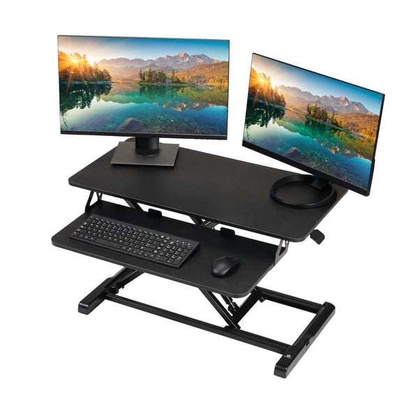 Adjustable Standing Desk Converter with Metal Top Black 1 Pack