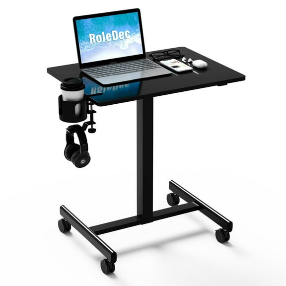 RoleDes Adjustable Standing Desk, Small Portable Workstation - Home Office (Black)