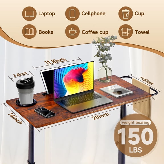 Adjustable Standing Desk for Walking Pad Treadmill, Bike/Cycling Stand Table with Spacious Surface and Stable Metal Frame