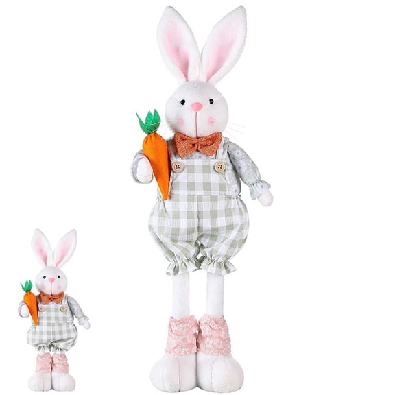 Adjustable Standing Easter Bunny Gnome, Green, Adjustable Height, display-ready decorative form, detailed themed finish