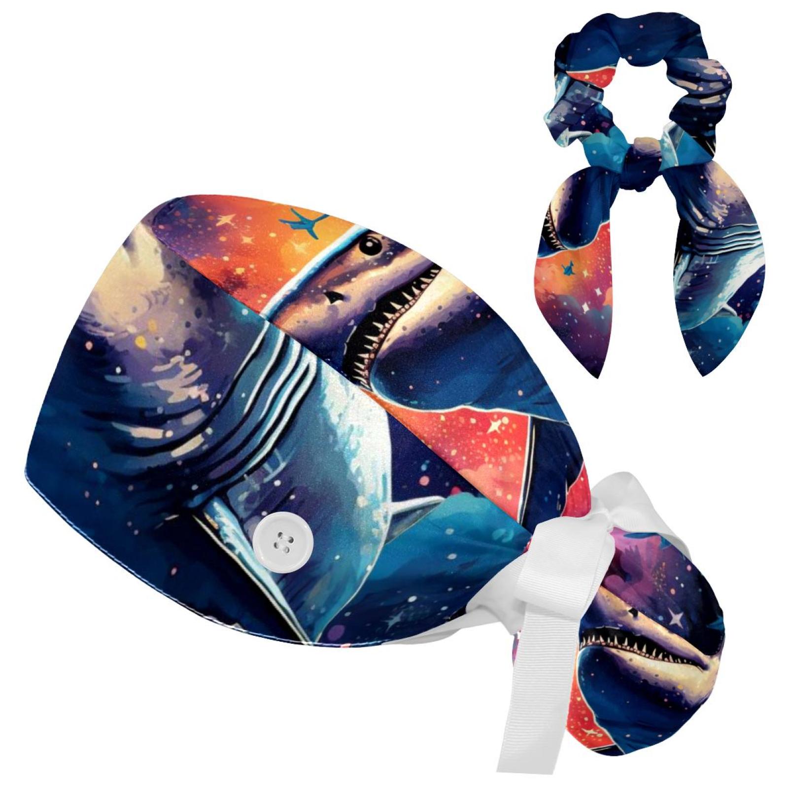 Neon Animal Paws Surgical Scrub Cap – Adjustable Hat With Ponytail Hole & Buttons For Mask Straps