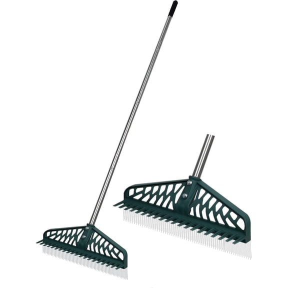 Adjustable Steel Handle Artificial Turf Rake, Durable Turf Brush for Cleaning Pet Hair, Leaves and Grass from Artificial Turf