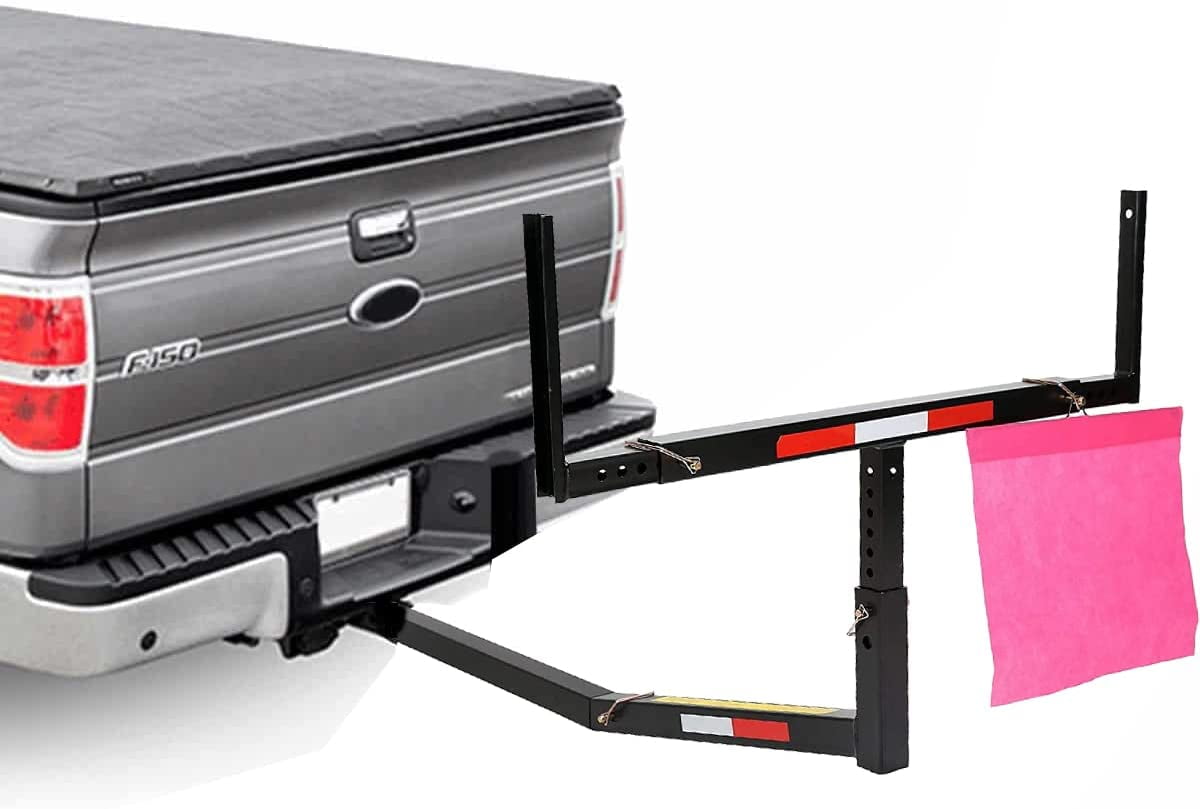Adjustable Steel Pick Up Truck Bed Hitch Extender Extension Rack with Flag for Boat Lumber Long