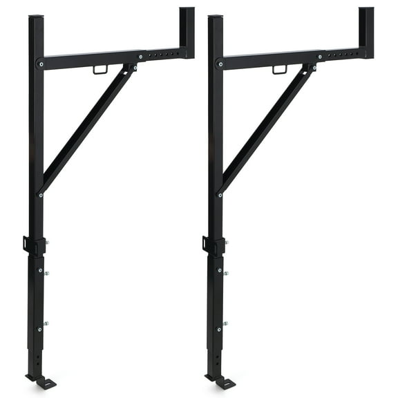 Adjustable Steel Truck Ladder Rack - 19-34in Width, 250lb Capacity, Non-Drilling Mount for Ladders, Pipes, Dump Trailer Pumps