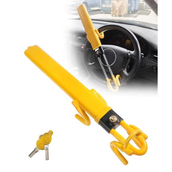 Adjustable Steering Wheel Lock Anti-Theft Device Yellow 1 Pack