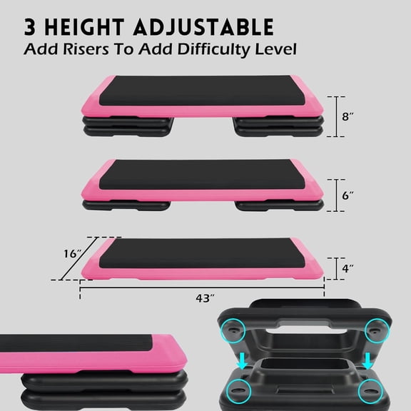 Adjustable Step Aerobic Platform with 5 Levels Height for Home Gym Cardio Workout