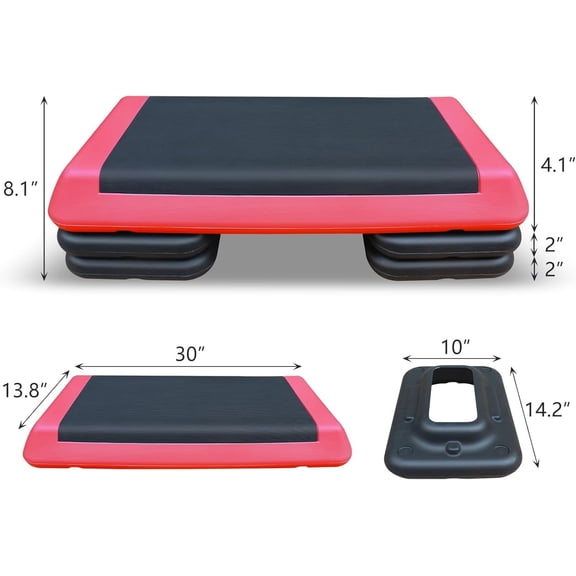 Adjustable Step Platform 30"  14" Workout Aerobic Stepper Height Step for Fitness Strength Training with Risers Exercise Platform for Home Gym