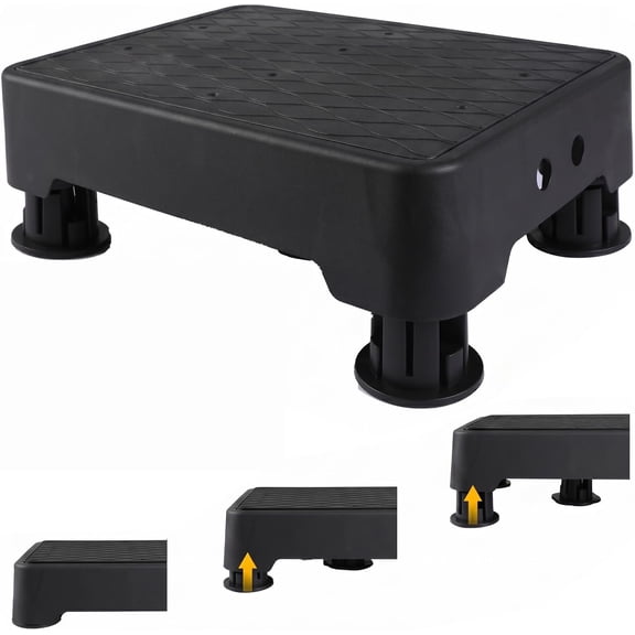 Adjustable Step Stool, 700 LBS Capacity Safety Bed Step Stool for Seniors, Exercise Step Platform, Portable Stair Assist for Elderly, Wide Step Up for Kitchen, Car, Bedside & Shower, Black