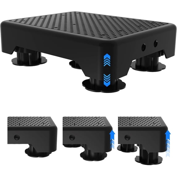 Adjustable Step Stool for Adults, Bed Step Stools, 600 LBS Capacity Safety Wide Step Platform, Indoor and Outdoor Steps for Seniors, Non-Slip Stepping Stool Elderly Assistance, Black
