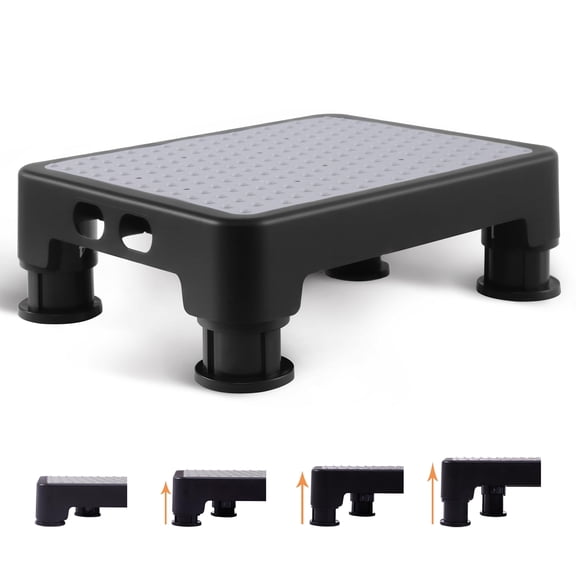 Adjustable Step Stool For High Beds And Cars 650lb Heavy Duty Bed Non-slip Mobility Platform Bathtub Kitchen Suv 4 Height Levels 3.4-5.4" Portable Stair Assist Gray