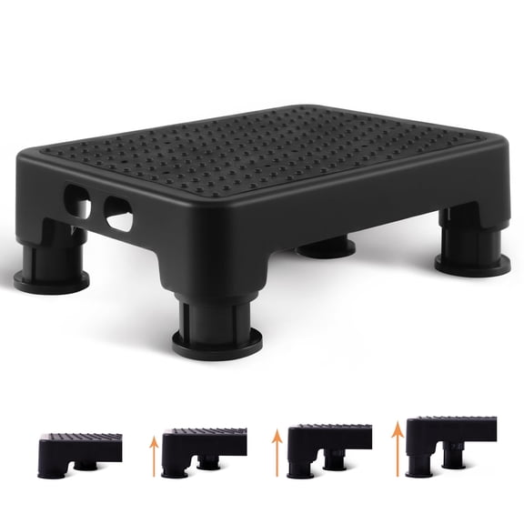 Adjustable Step Stool For High Beds And Cars 650lbs Heavy Duty Bed Non-slip Mobility Platform Bathtub Kitchen Suv 4 Height Levels 3.4-5" Portable Stair Assist Black