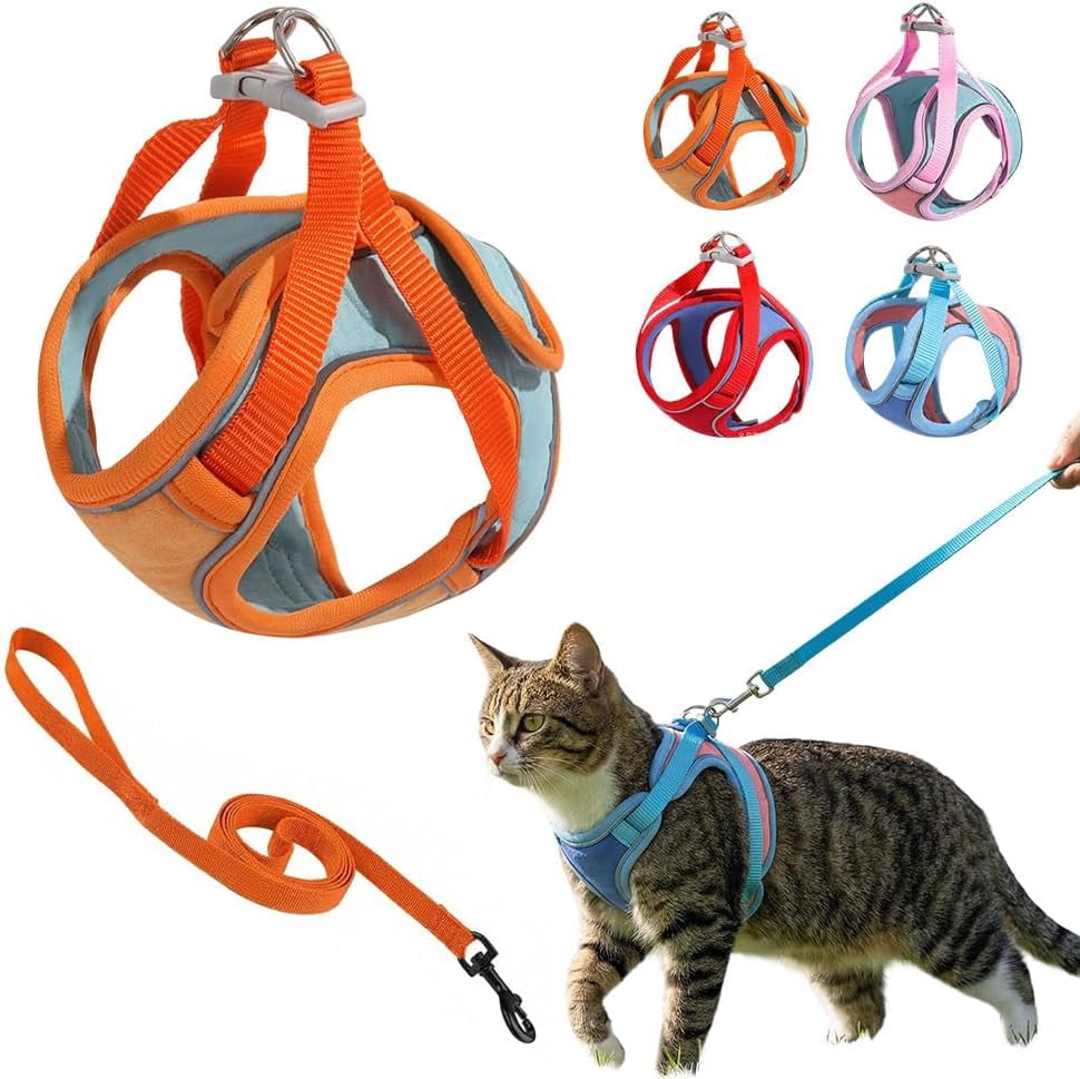 Adjustable Step-in Cat Harness and Leash Set, for Small Medium Dogs and Cats