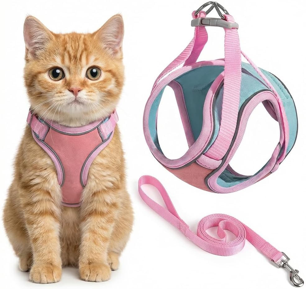 Adjustable Step-in Cat Harness and Leash Set, for Small Medium Dogs and Cats