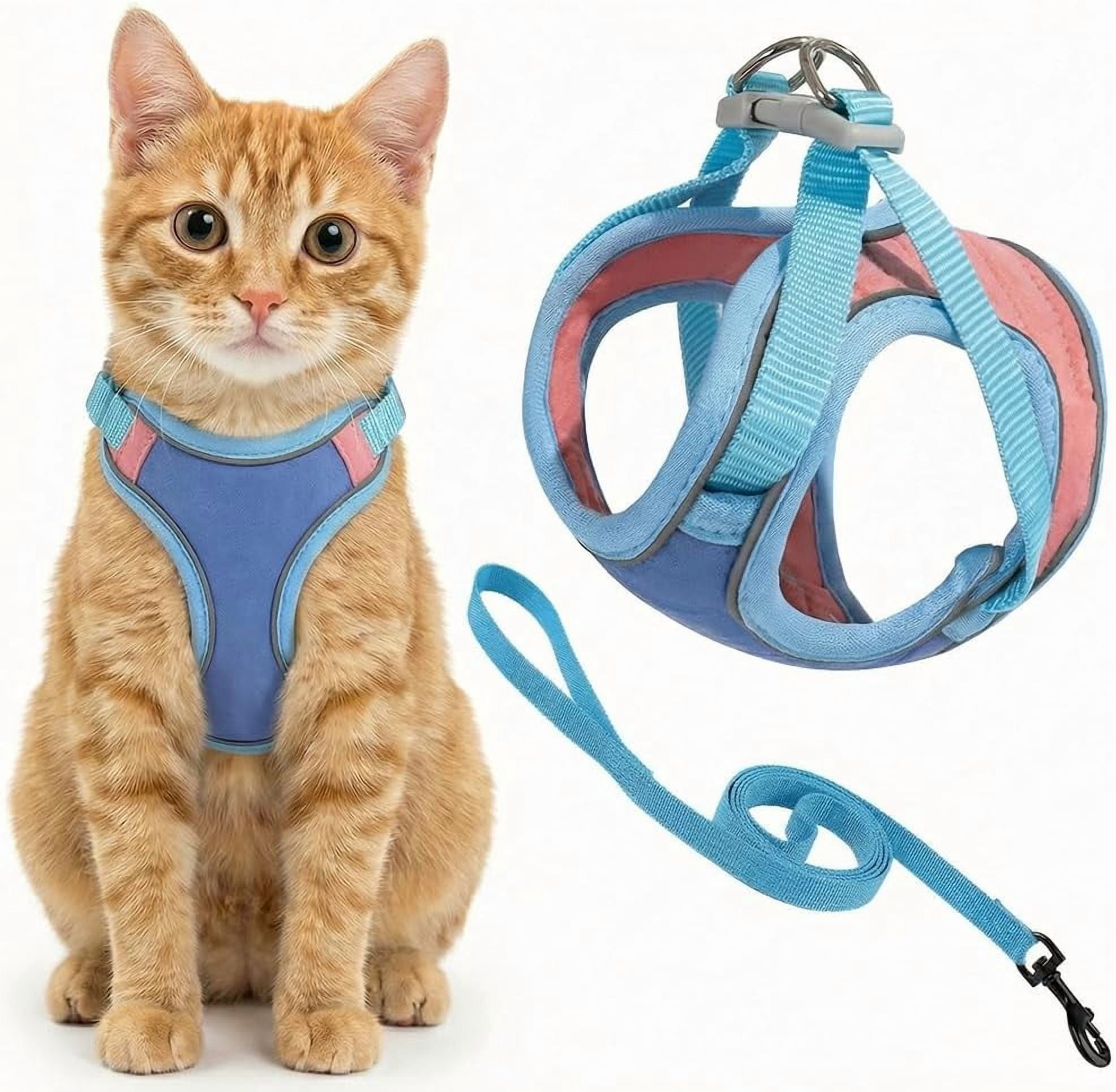Adjustable Step-in Cat Harness and Leash Set, for Small Medium Dogs and Cats
