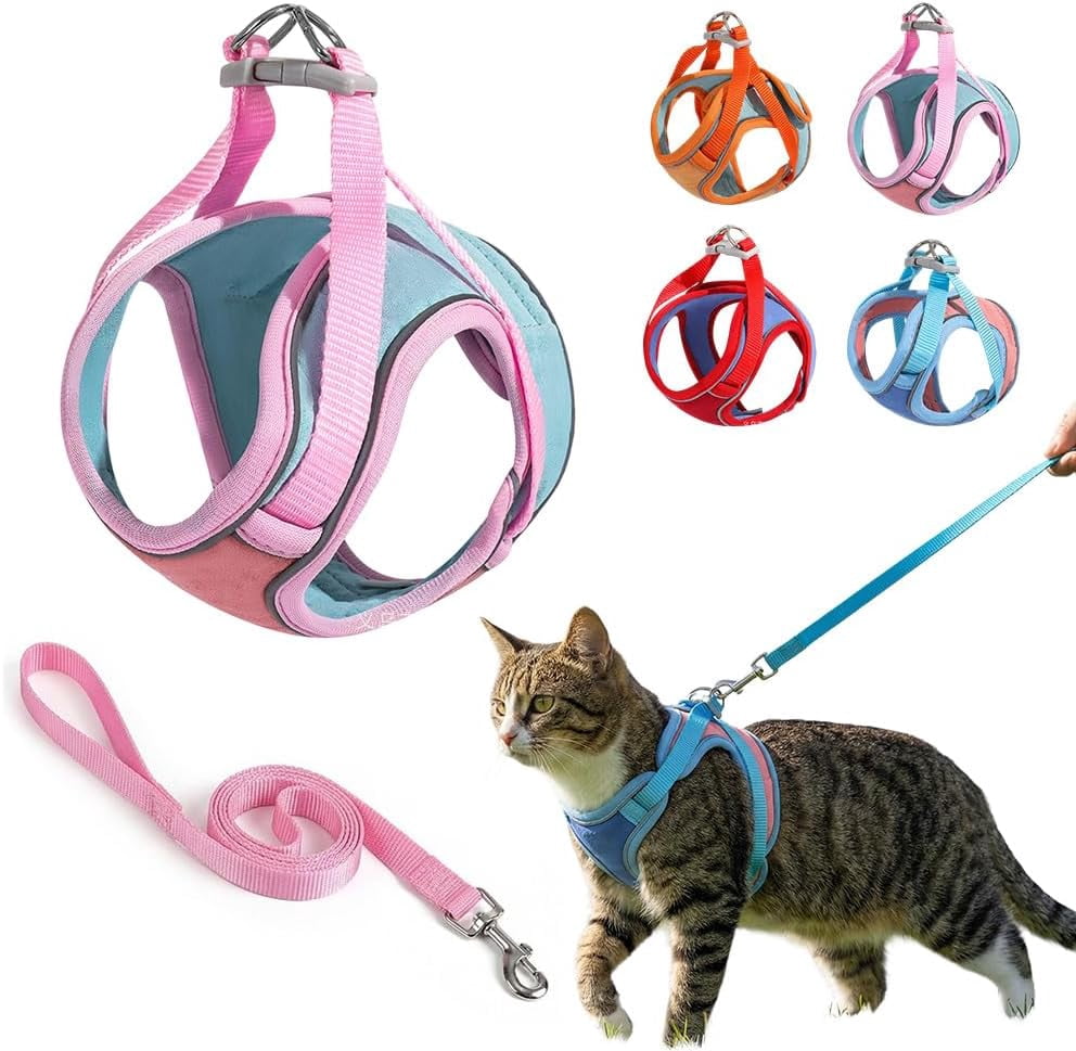 Adjustable Step-in Cat Harness and Leash Set, for Small Medium Dogs and Cats