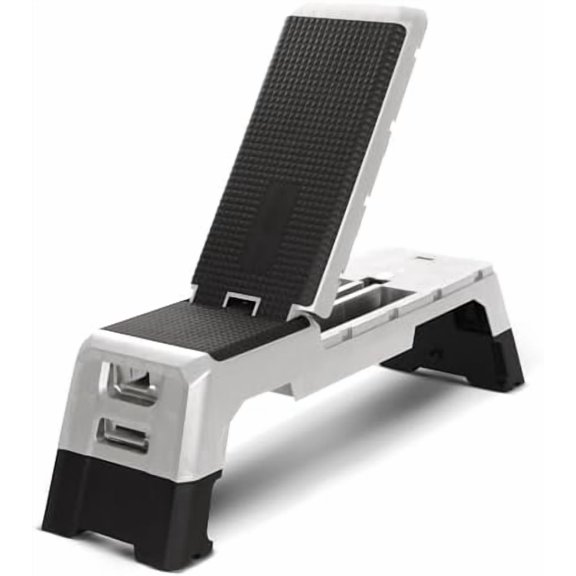 Adjustable Stepper with Storage Compartment, Incline Fitness Deck & Multifunctional Foldable Exercise Platform for Full Body Workouts, Silver$$Sport & Recreation Other