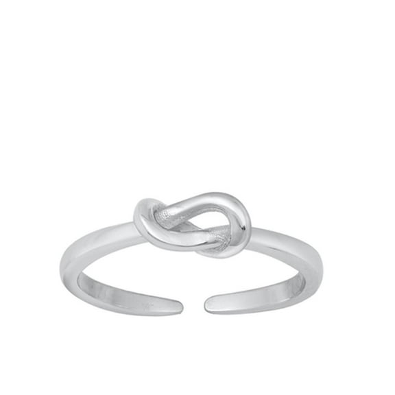 Adjustable Sterling Silver Small Love Knot High Polish Toe Ring 925 Midi Band Jewelry Female Unisex